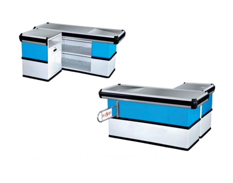 Fashionable Store Supermarket Stainless Steel Retail Design Checkout Cashier Counter