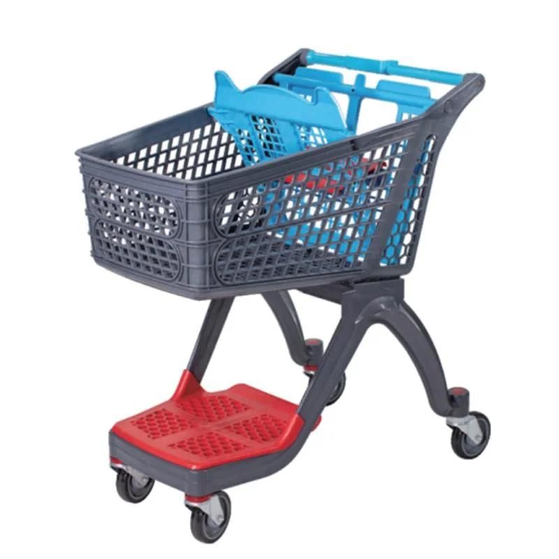 Four Wheels Plastic Shopping Trolley 100-220L Supermarket Shopping Cart