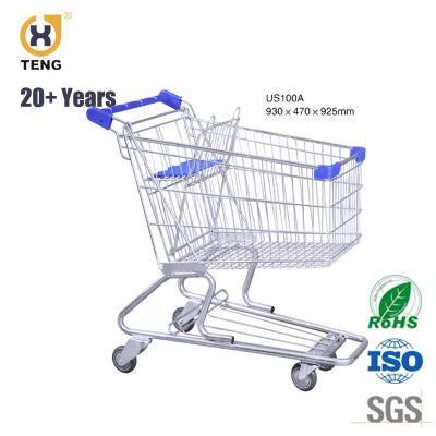 100L Supermarket Shopping Trolley Cart Chromed Hand Trolley