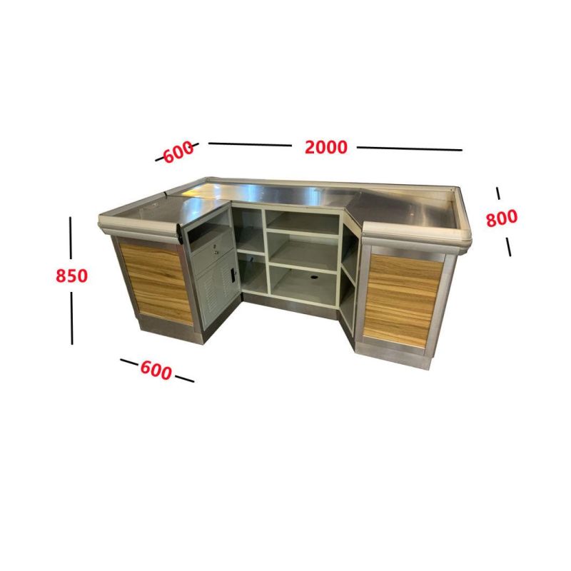 Steel Cashier Checkout Counter Commercial Checkout Desk Dimensions