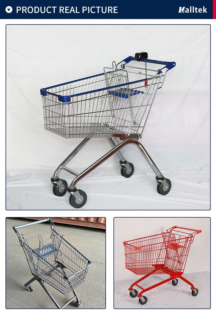 Supermarket Powder Coating Trolley Cart with Baby Seat