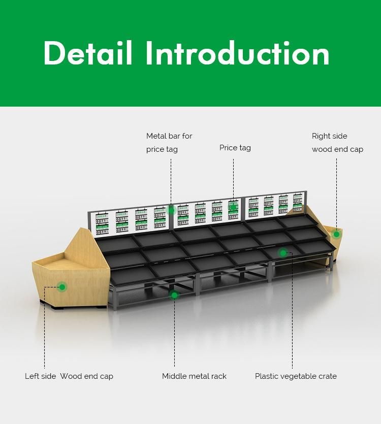 Supermarket Display Wooden Shelves for Vegetable