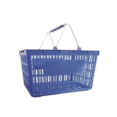 25L Hollow Electroplating Handle Flat Bottom Supermarket Shopping Basket Wholesale