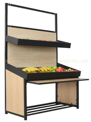 Supermarket Display Rack Customized Vegetable and Fruit Wooden Display Shelf