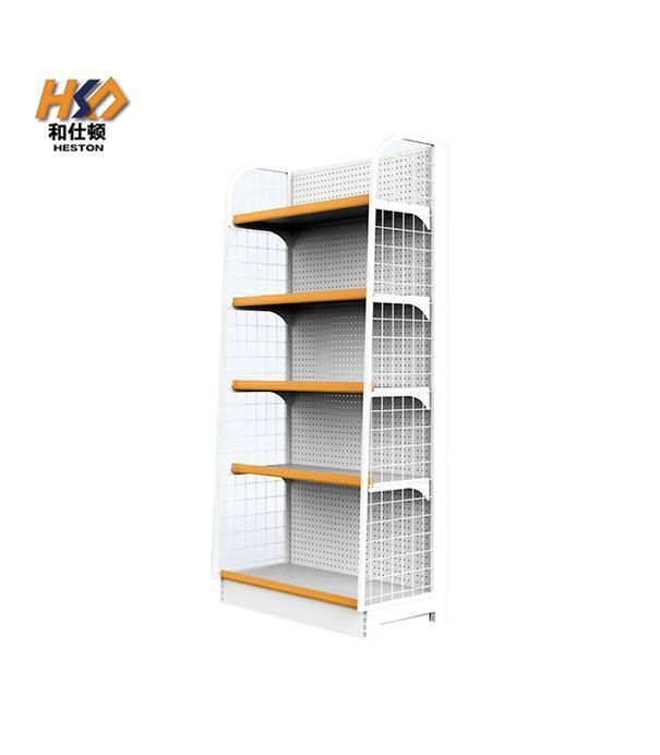 Double Side Rack with Plastic Box Snack Shop Stand with Storage Bins Wooden Scattered Snacks Supermarket Shelf