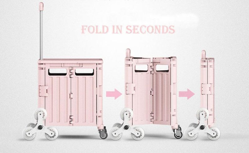 Candy Color Plastic Foldable Shopping Trolley Easy-Box-Shopping Trolley