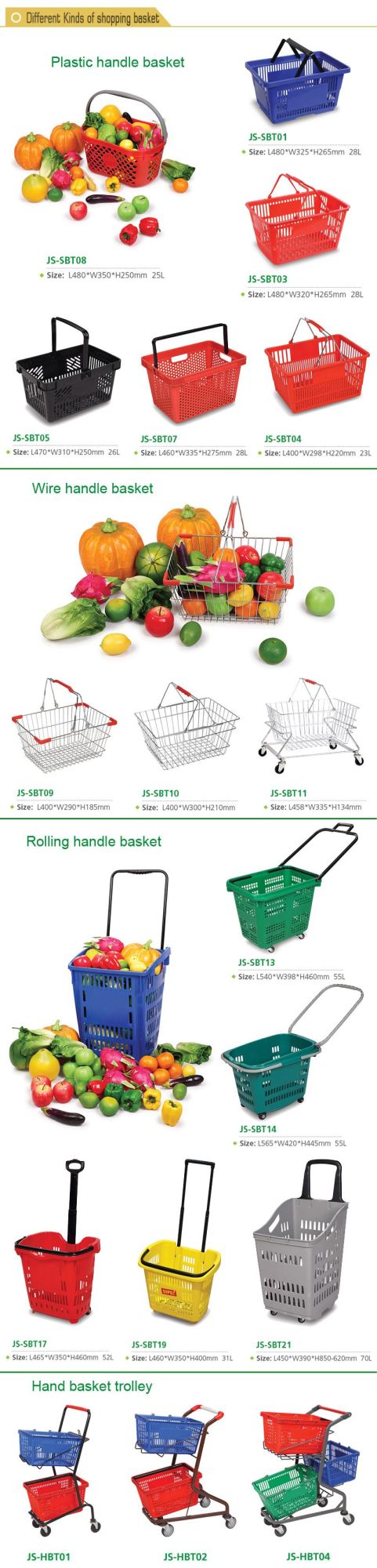 28L Supermarket Plastic Shopping Basket