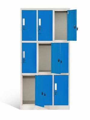 Steel 9 Compartment Gym Clothes Locker for Staffs