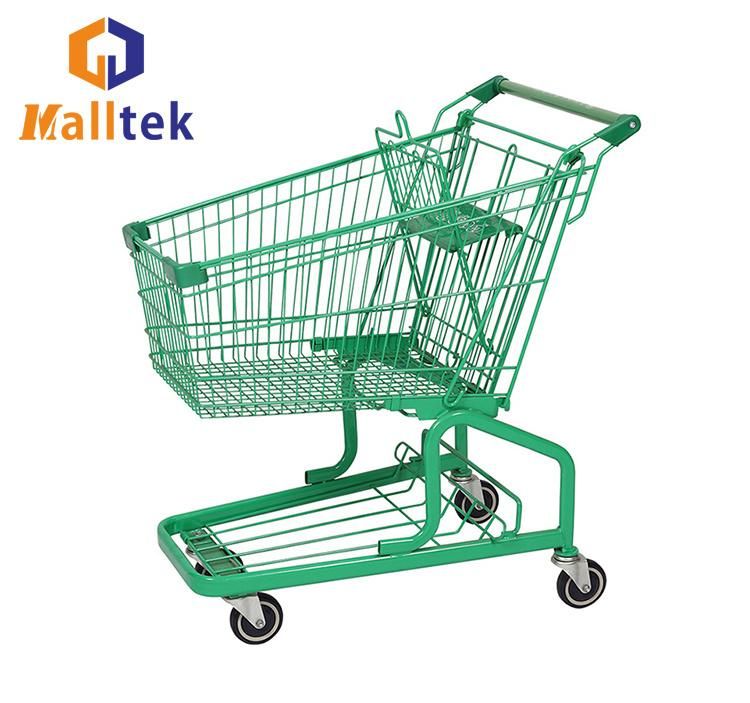 Useful Grocery Store Galvanized Elevator Wheels Cart