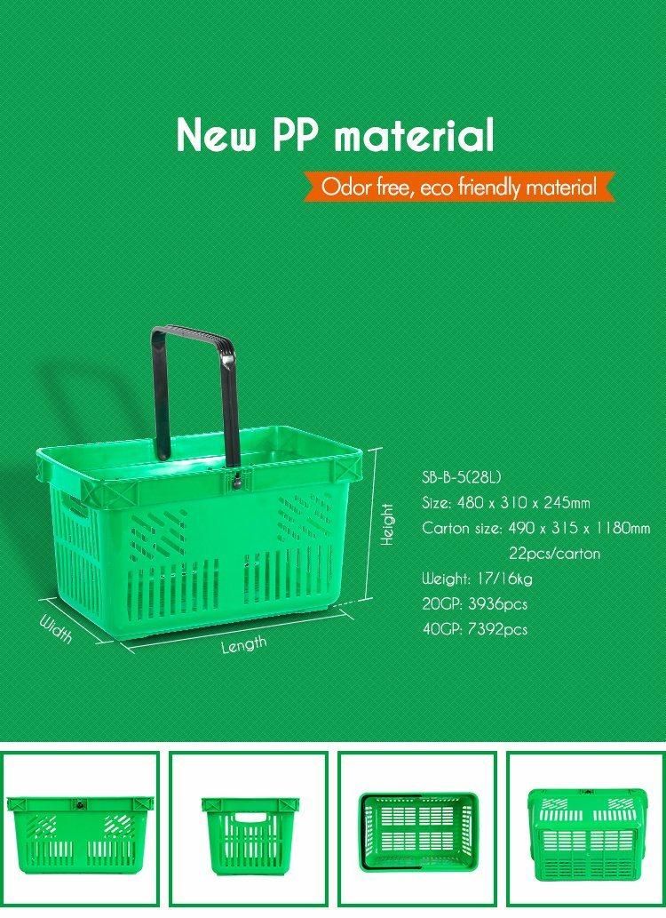 Wholesale Flexible Handheld Orange Pink Small Cute Plastic Supermarket Shopping Basket for Shops