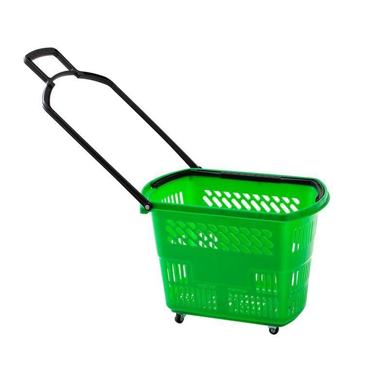 Multifunctional Folding Wheel Mesh Transparent Shopping Basket