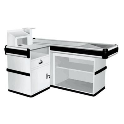 Custom Printing Logo Supermarket Stainless Steel Retail Design Cashier Counter