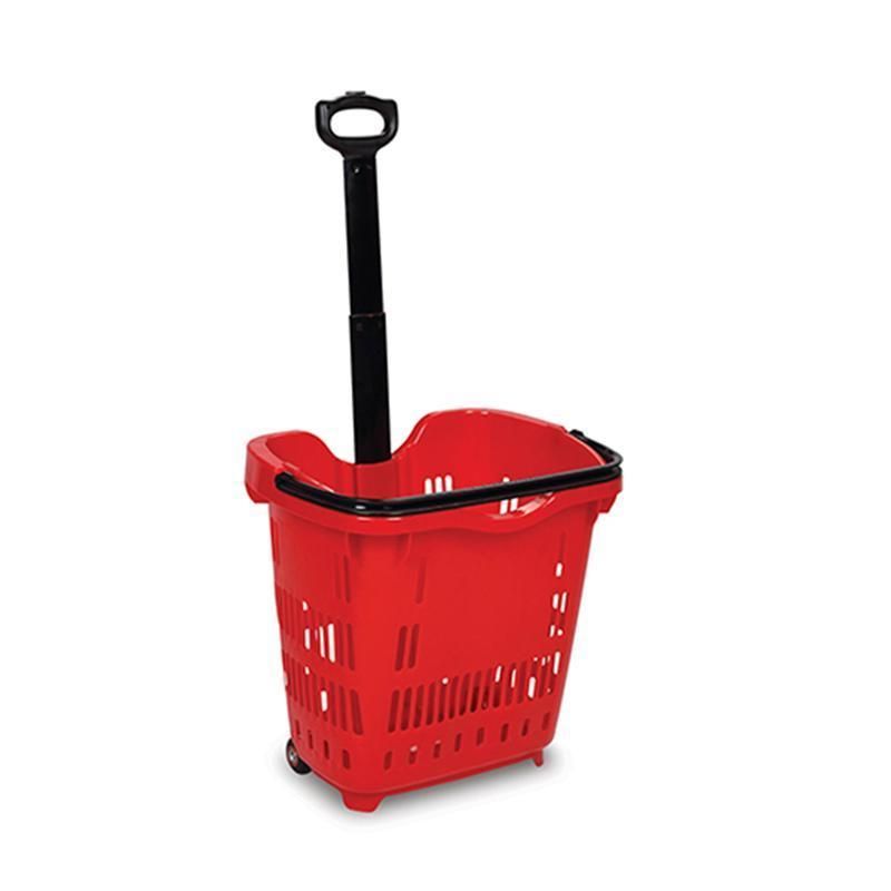 Popular Grocery Store High-End Supermarket Shopping Basket Rolling Plastic Basket for Sale