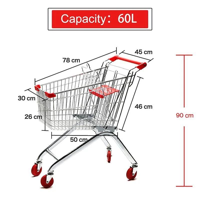 Supermarket Push Cart Retail Grocery All-Metal Shopping Trolley