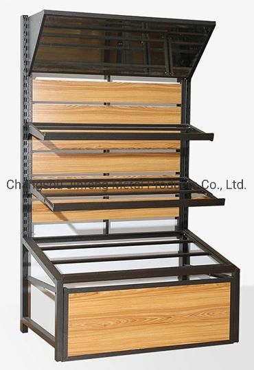 Supermarket Vegetables and Fruit Metal Display Shelves with Mirror