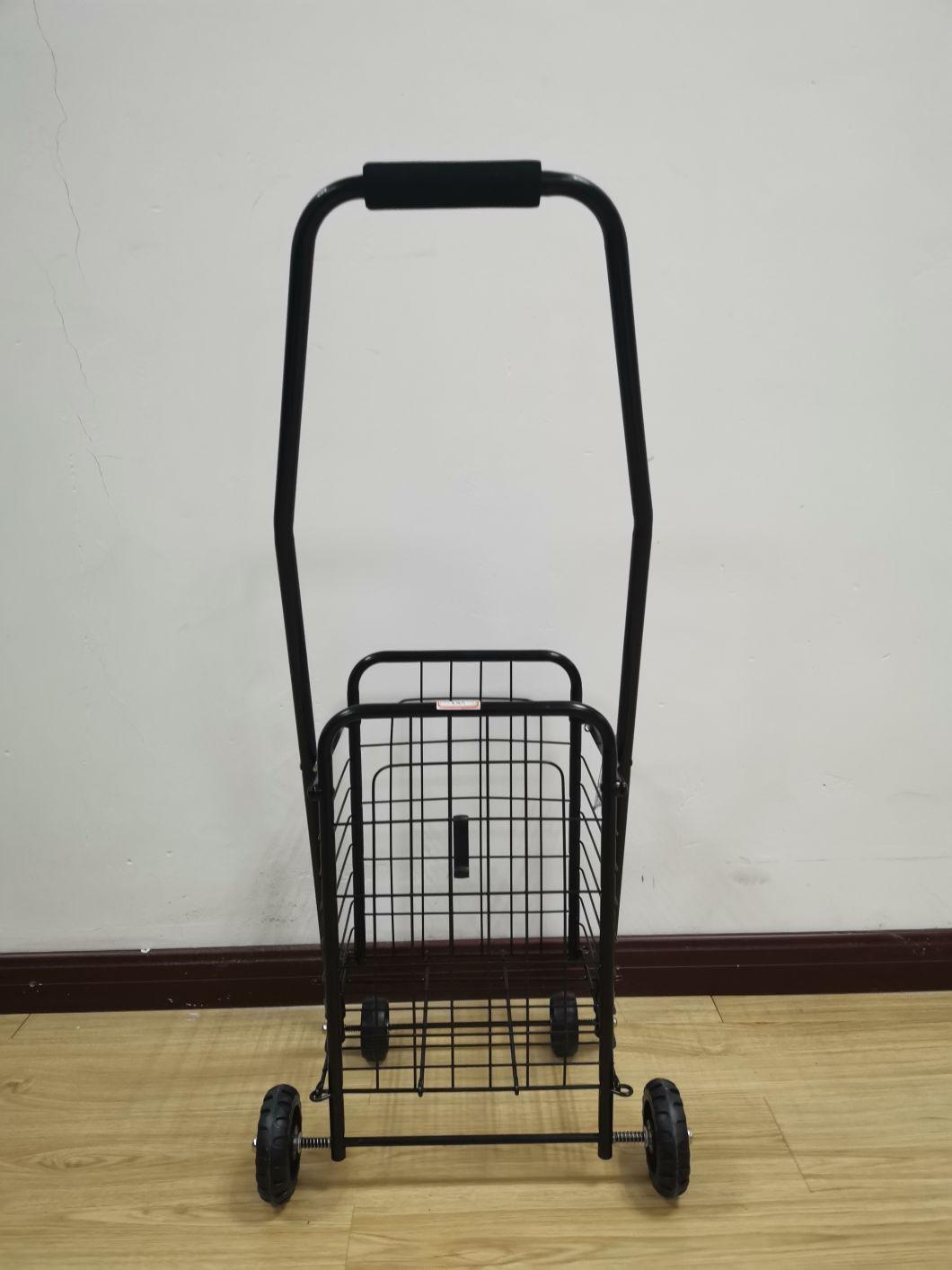 China Factory Iron Collapsible Folding Shopping Carrier Supermarket Cart