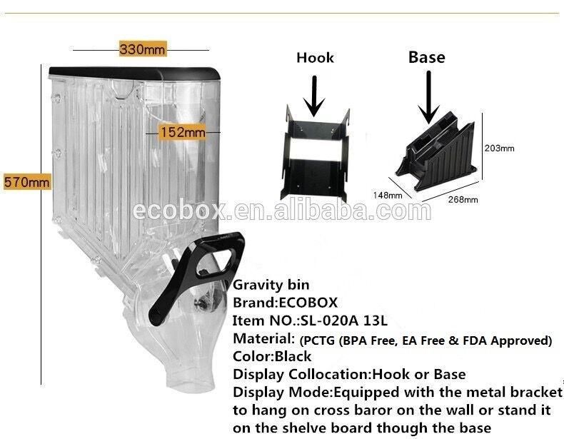 Bulk Foods Bins Gravity Dispensador for Supermarket and Grocery