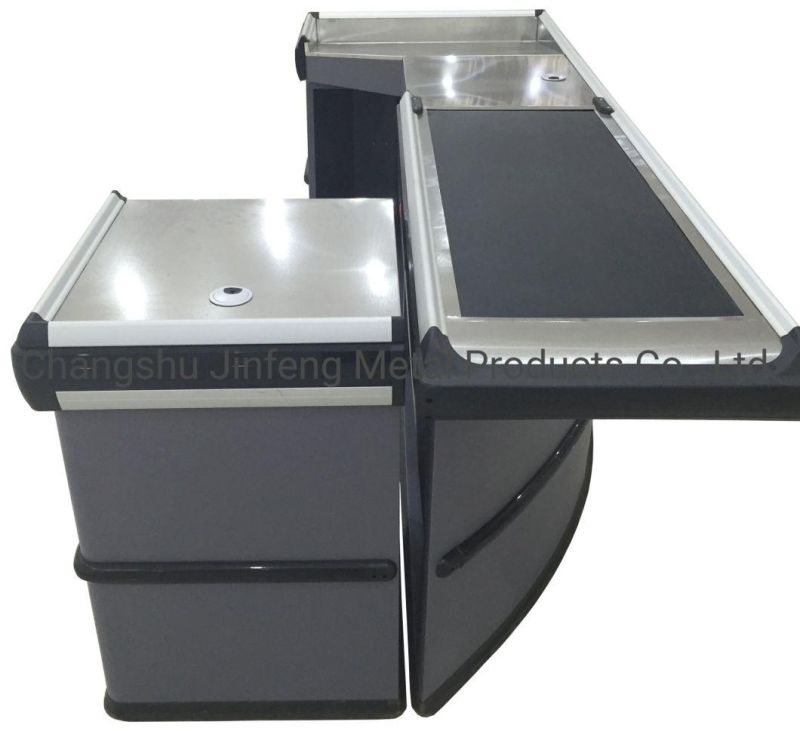 Supermarket & Store Checkout Counter with Conveyor Belt Jf-Cc-046