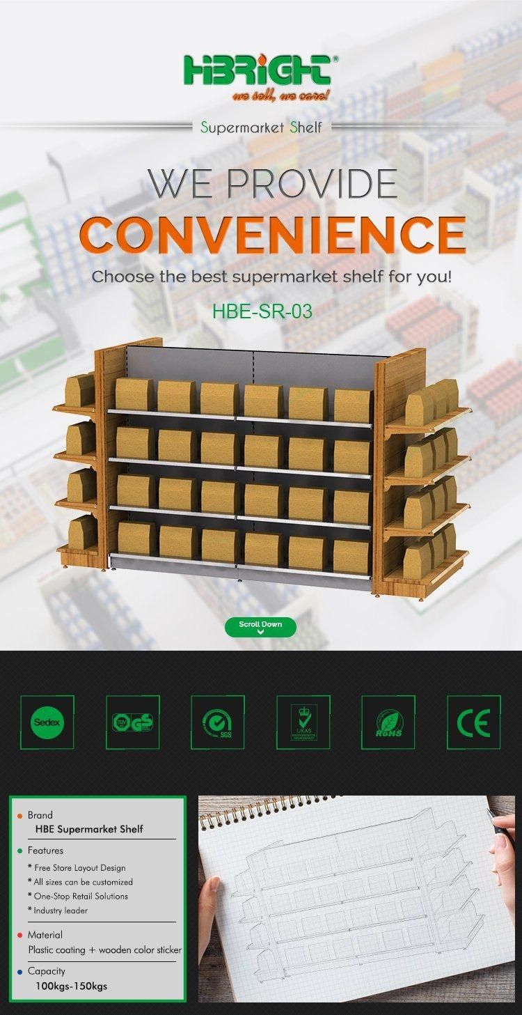 Commercial Storage Gondola Integrated Shelving for Hardware Store and Supermarket