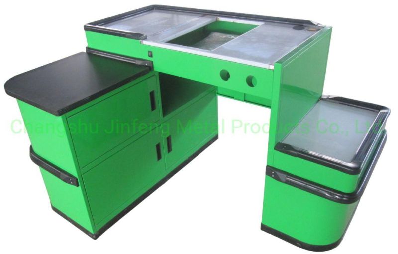 Supermarket Express Checkout Counter Metal Cashier Desk Jf-Cc-069