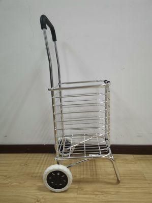 Factory Folded Shopping Trolley with Handle Portable Rolling Cart