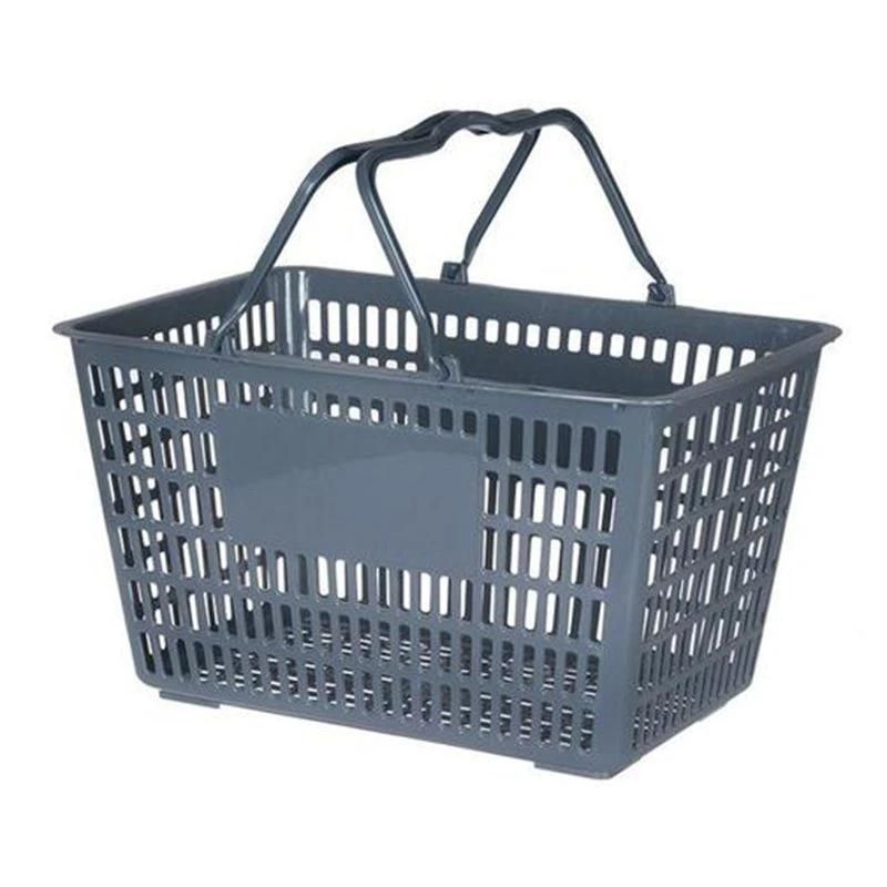 Supermarket Rolling Cheap Plastic Shopping Basket with Two Wheels