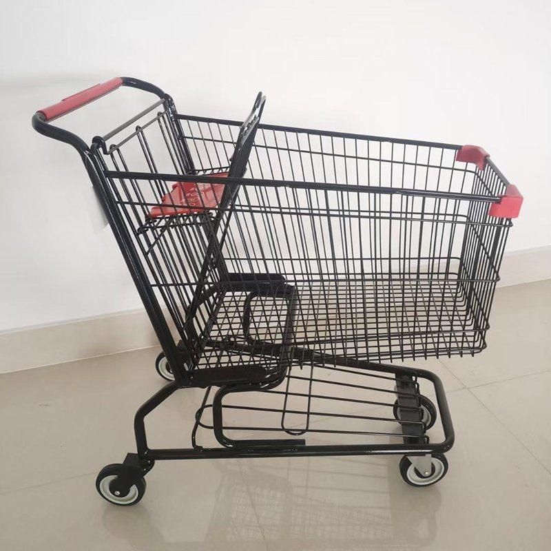 Four Wheels Shopping Trolley Shopping Cart with Child Seats