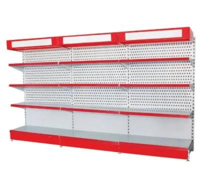 Wholesale Single Sides Perforated Back Panel Shelf with Top Light Box for Supermarket