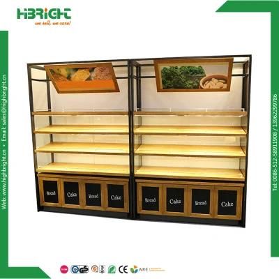 Bread Showcase Cabinet Bakery Display Cake Rack Wooden Bread Shelf