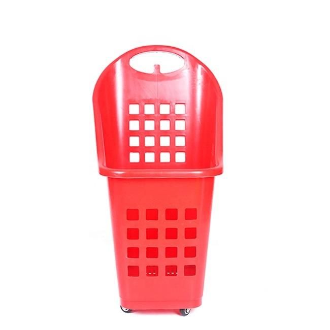 High Quality Plastic Rolling Shopping Basket Cart Trolley