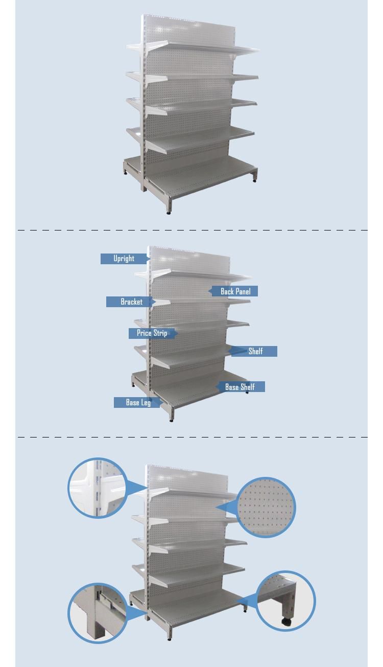 Double Sided Perforated Back Panel Supermarket Store Shelf