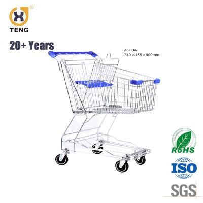 Supermarket Metal Wheel Shopping Hand Trolley Cart