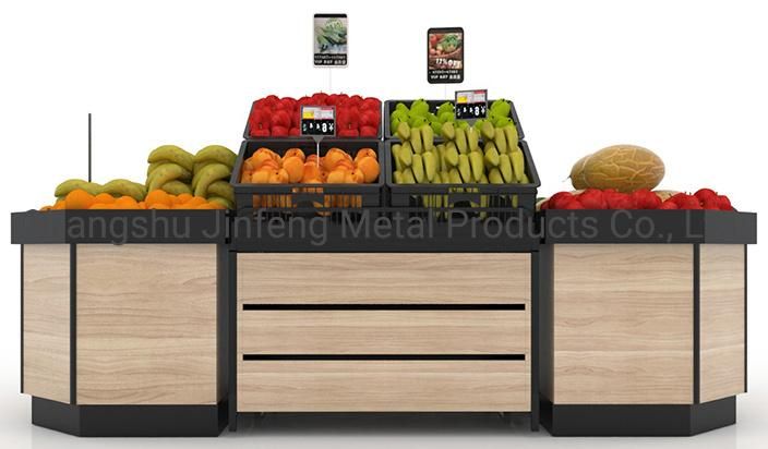 Supermarket Wooden Fruit Vegetable Display Rack