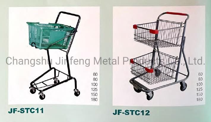 Supermarket Store Fixture Metal Shopping Carts Trolley with Wheels