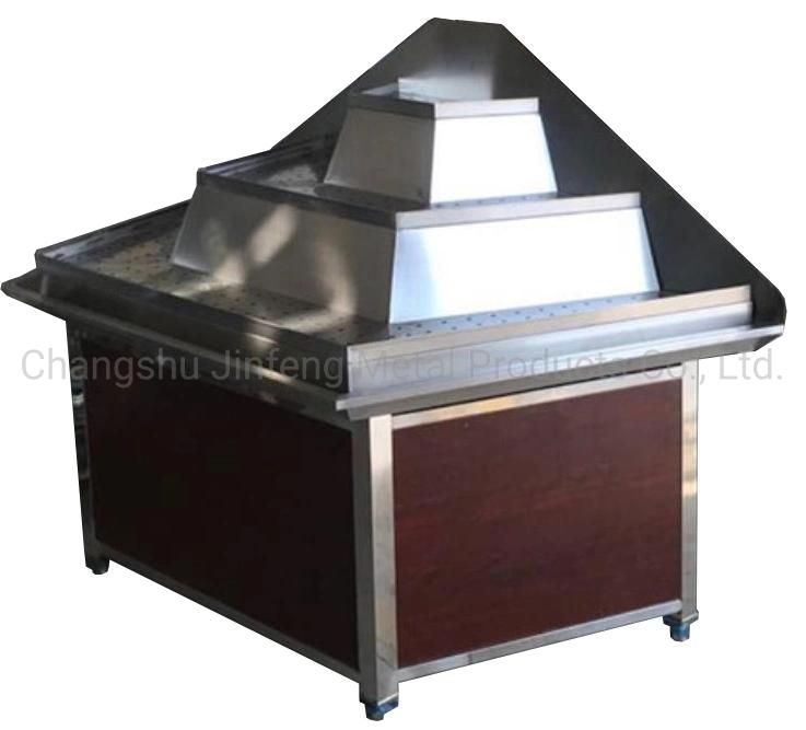 Supermarket Equipment Steel-Wood Display Stand for Vegetable with Spray System