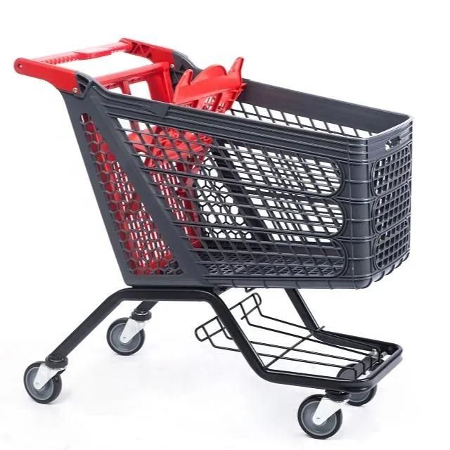 High Quality Supermarket Equipment Plastic Shopping Cart Trolley