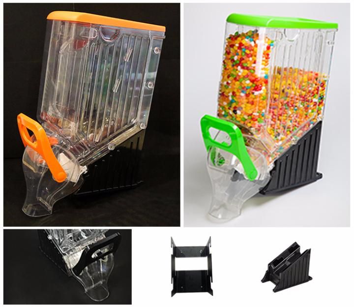 High Clear Plastic Gravity Bin Bulk Cereal Candy Nut Dispenser for Retail