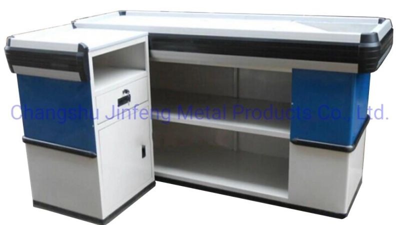 Supermarket Checkout Counter Convenience Store Metal Cashier Desk Jf-Cc-032