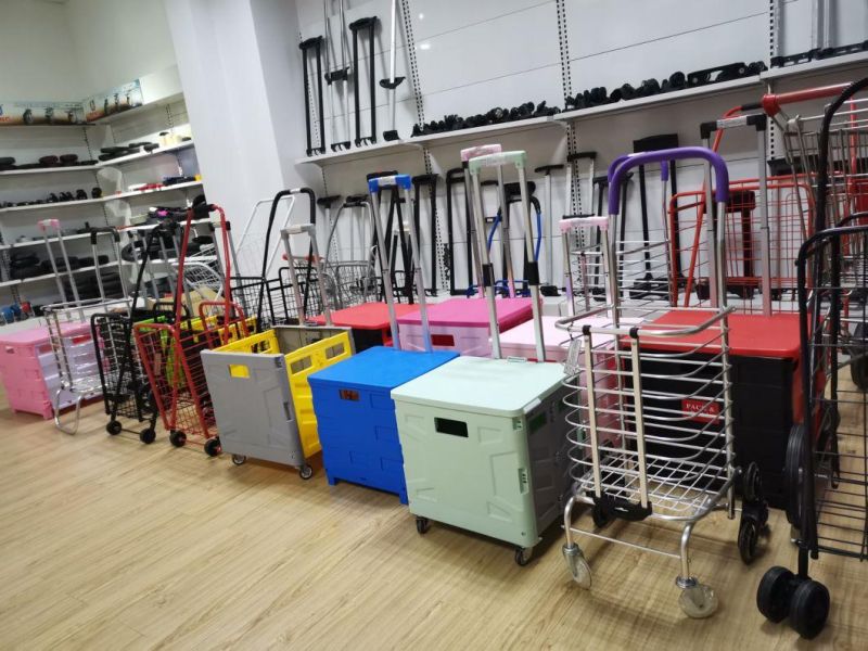 China Metal Wire Personal Folding Grocery Shopping Cart with Four Wheels