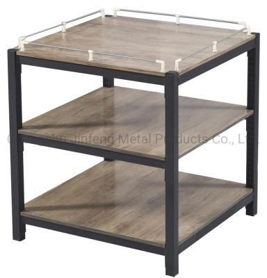 Supermarket Milk Steel-Wood Shelf Convenience Store Beverage Display Stand