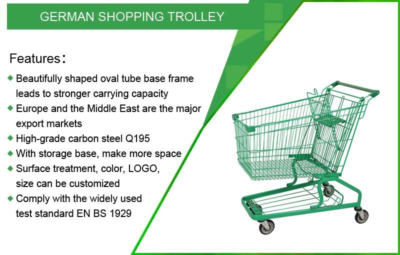 240L High Capacity Customized Size Asian Type Supermarket Shopping Trolley