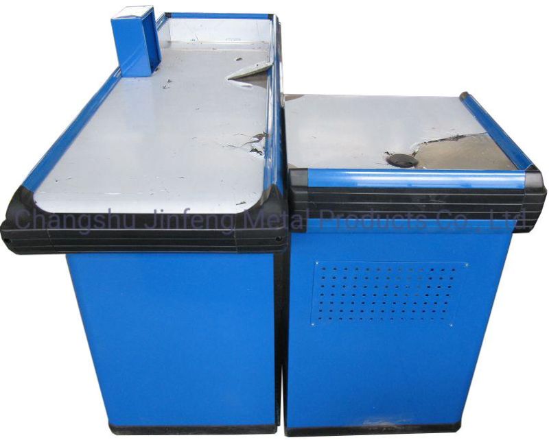 Supermarket Metal Checkout Counter Convenience Store Cashier Table Jf-Cc-051