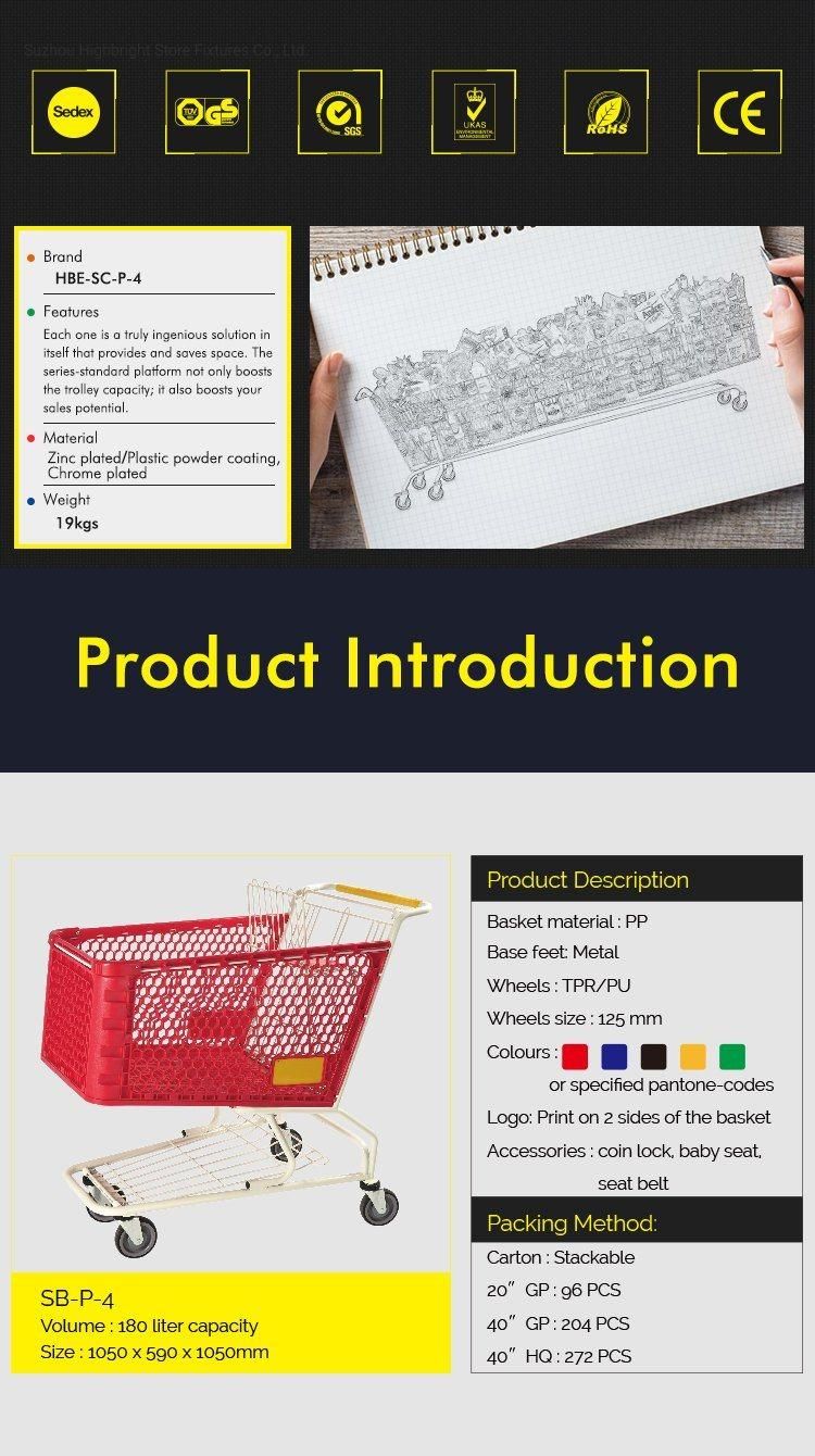 Supermarket Plastic Customized Trolley for Hypermarket