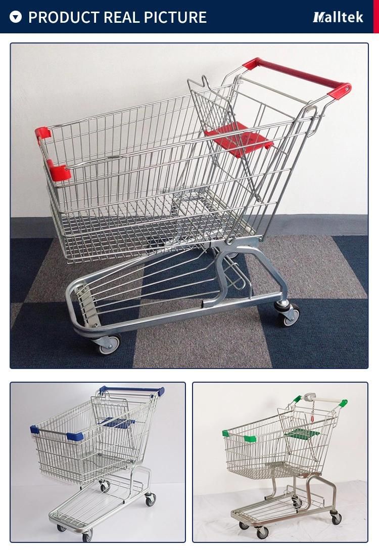 High Quality Germany Galvanize Grocery Push Carts with 5 Inch Wheels