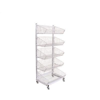 Single Side Roating Wire Metal Basket Display Shelving Rack