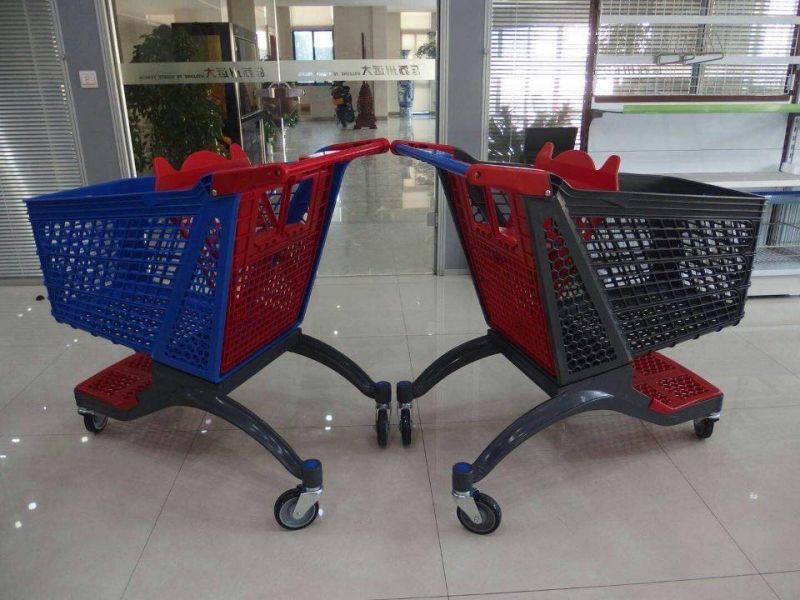 Hot Sale Eco-Friendly All Plastic Supermarket Shopping Cart Hand Trolley