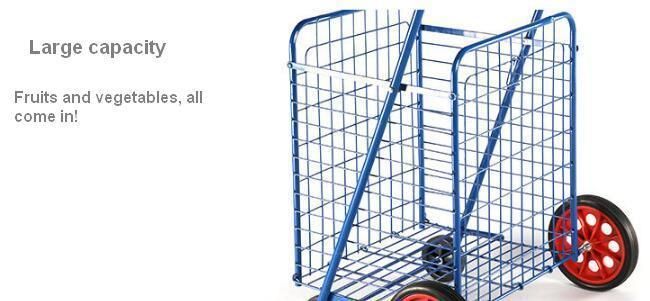 Factory Wholesale Metal Heavy Duty Collapsible Folable Shopping Basket Trolley Cart