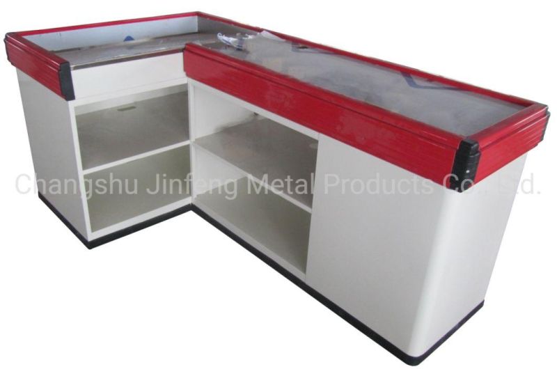 Supermarket Checkout Counter Standard Metal Cashier Table Jf-Cc-107