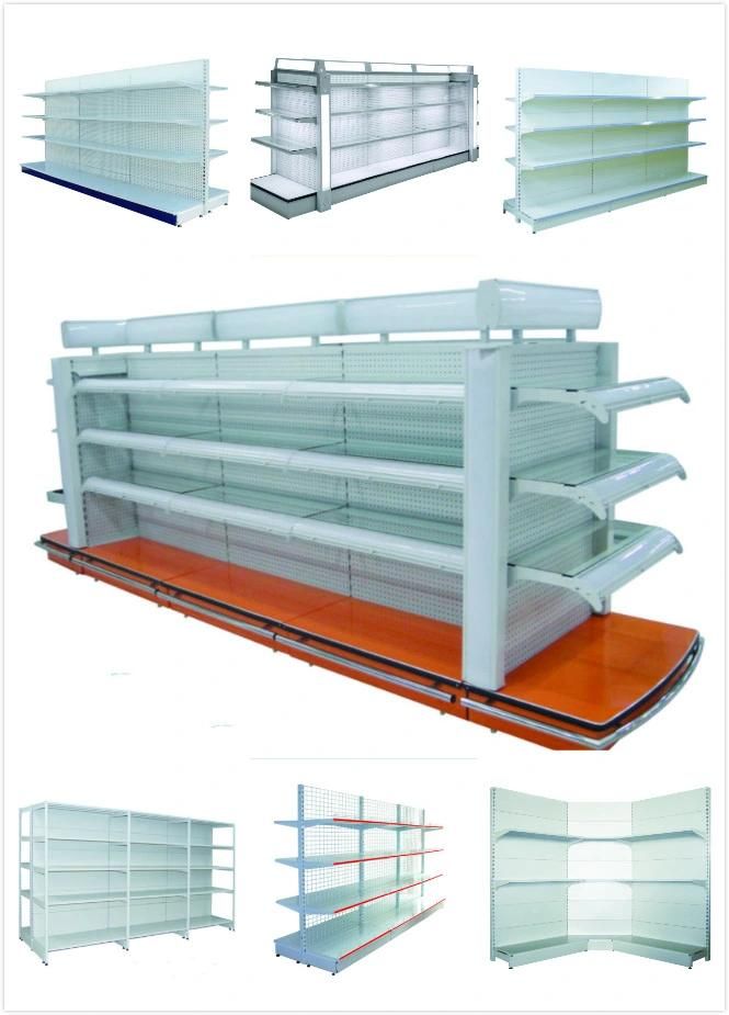 Supermarket Double Sided Metal Cosmetic Display Gondola Shelf