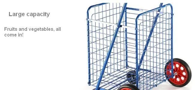 China Foldable Luggage Mobile Shopping Trolley Metal Supermarket Cart with Wheels